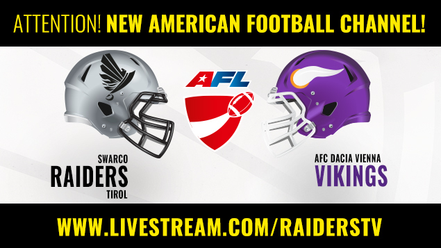 American Football - AFL: SWARCO RAIDERS vs. Dacia Vikings on Livestream