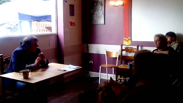 Tommy Sheppard MP at the Yes Cafe title=