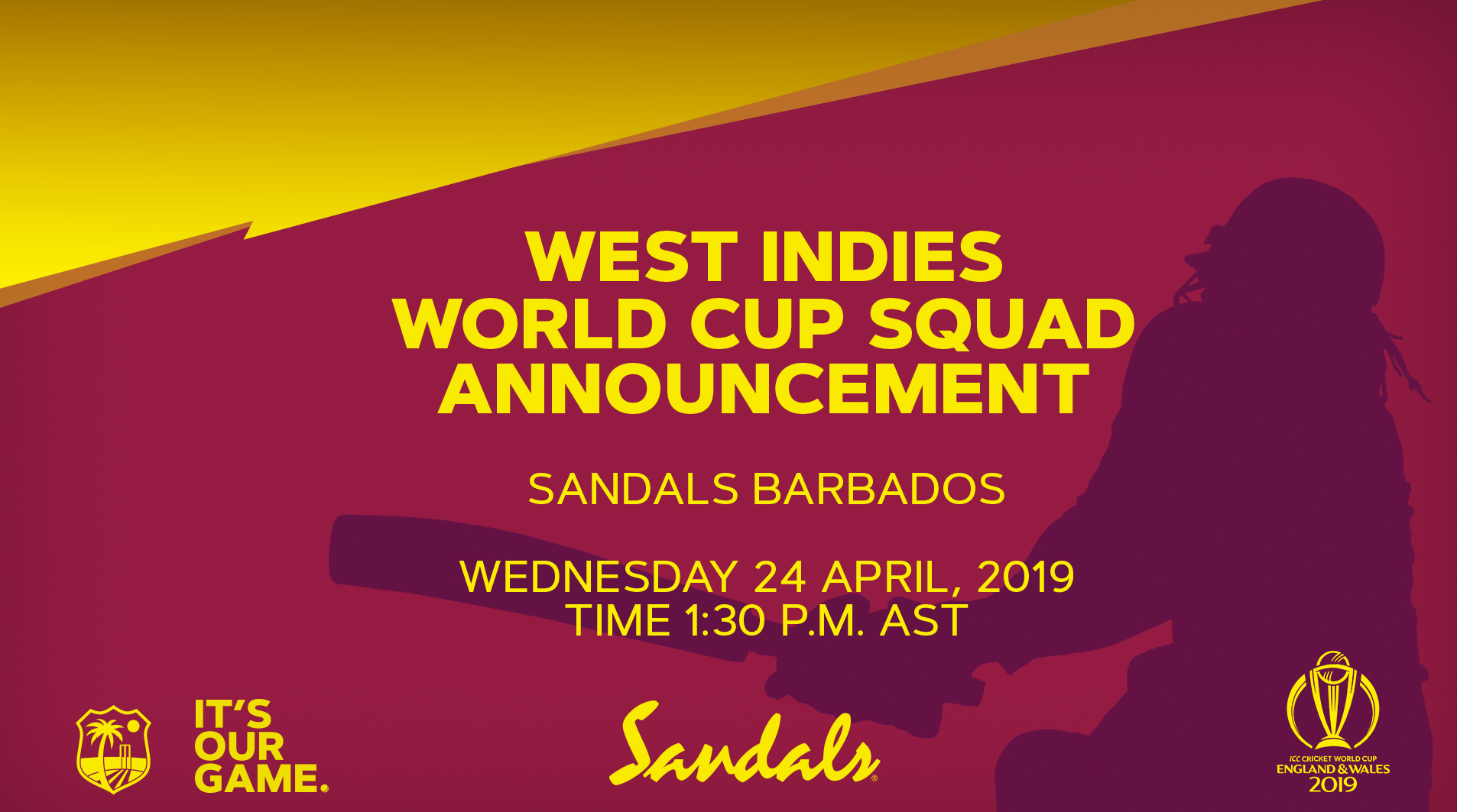 WI World Cup Squad Announcement on Livestream