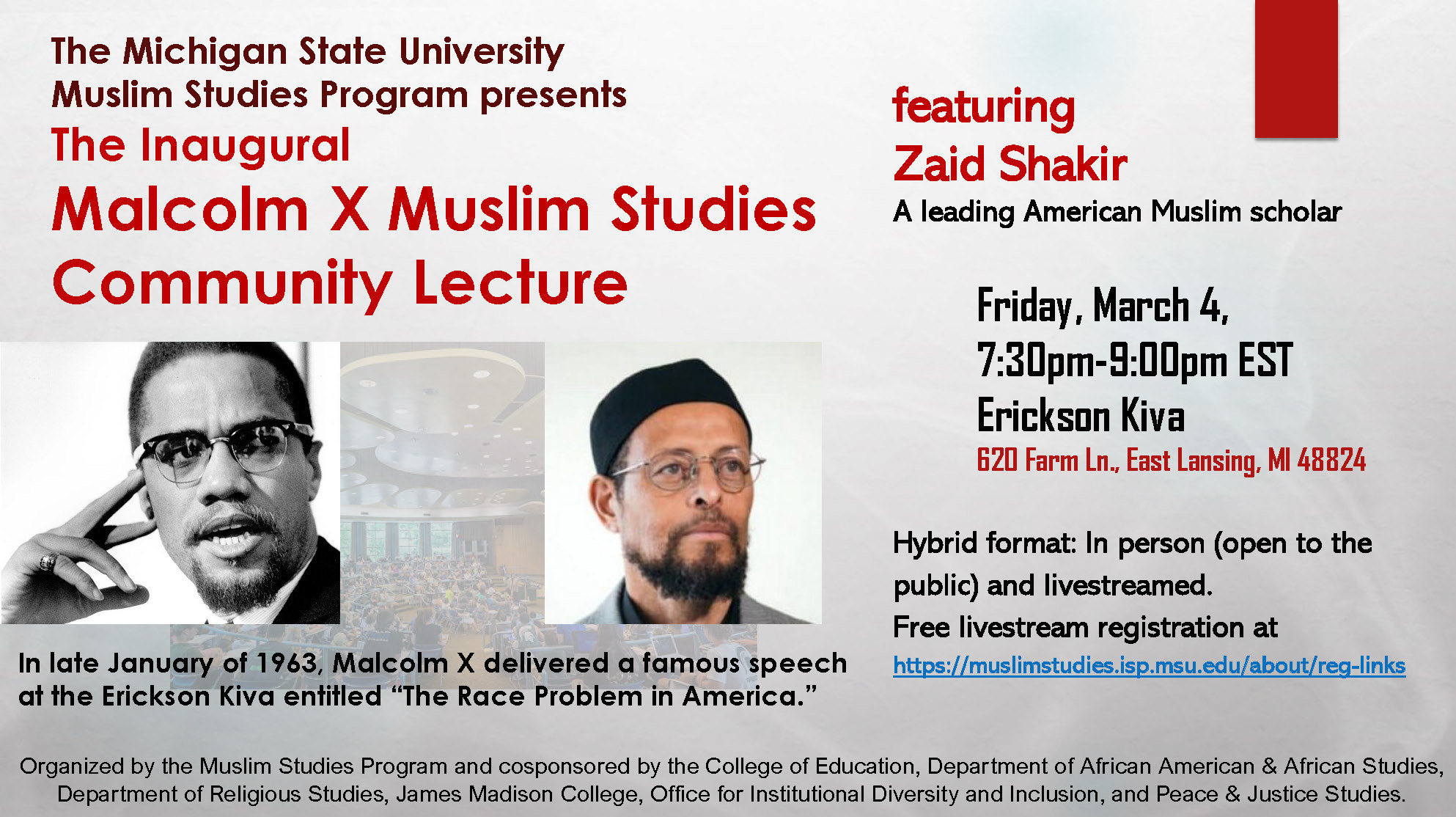 Livestream cover image for Malcolm X Muslim Studies Community lecture | Zaid Shakir